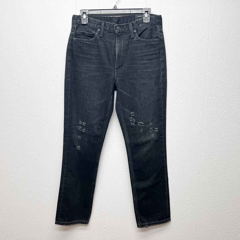 Vince Charcoal Wash Distressed High-Rise 5-Pocket Cotton Jeans Womens Size 27